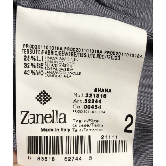 ZANELLA Platinum Loro Piana Linen Silk Wool Blazer Sz 2 Blue Jacket Career Italy - Picture 6 of 15